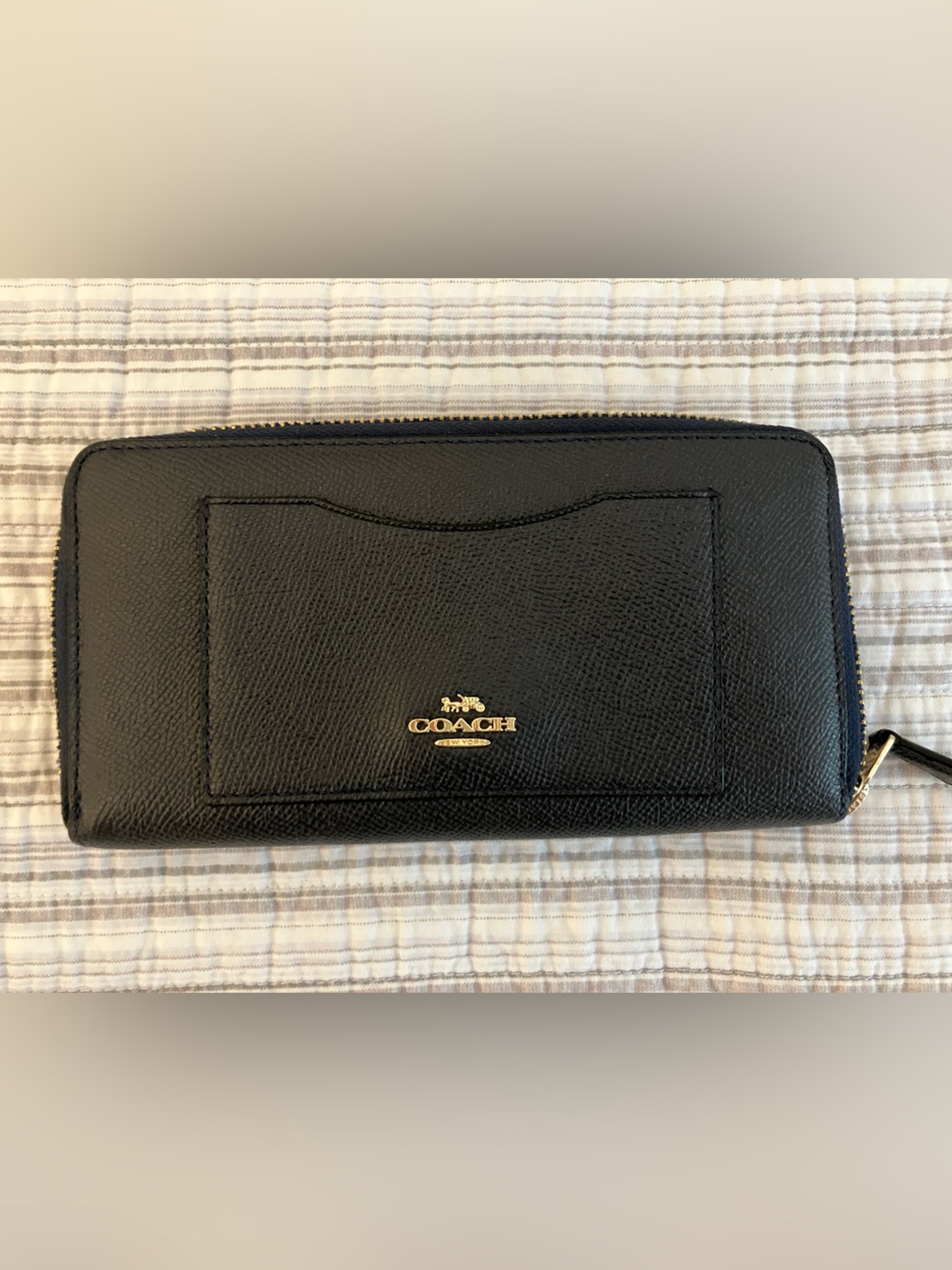 Coach “Midnight” Zip Wallet with Exterior Card Slot